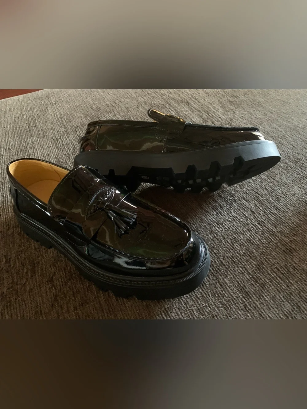 Mens Black Patent Tassel Loafers